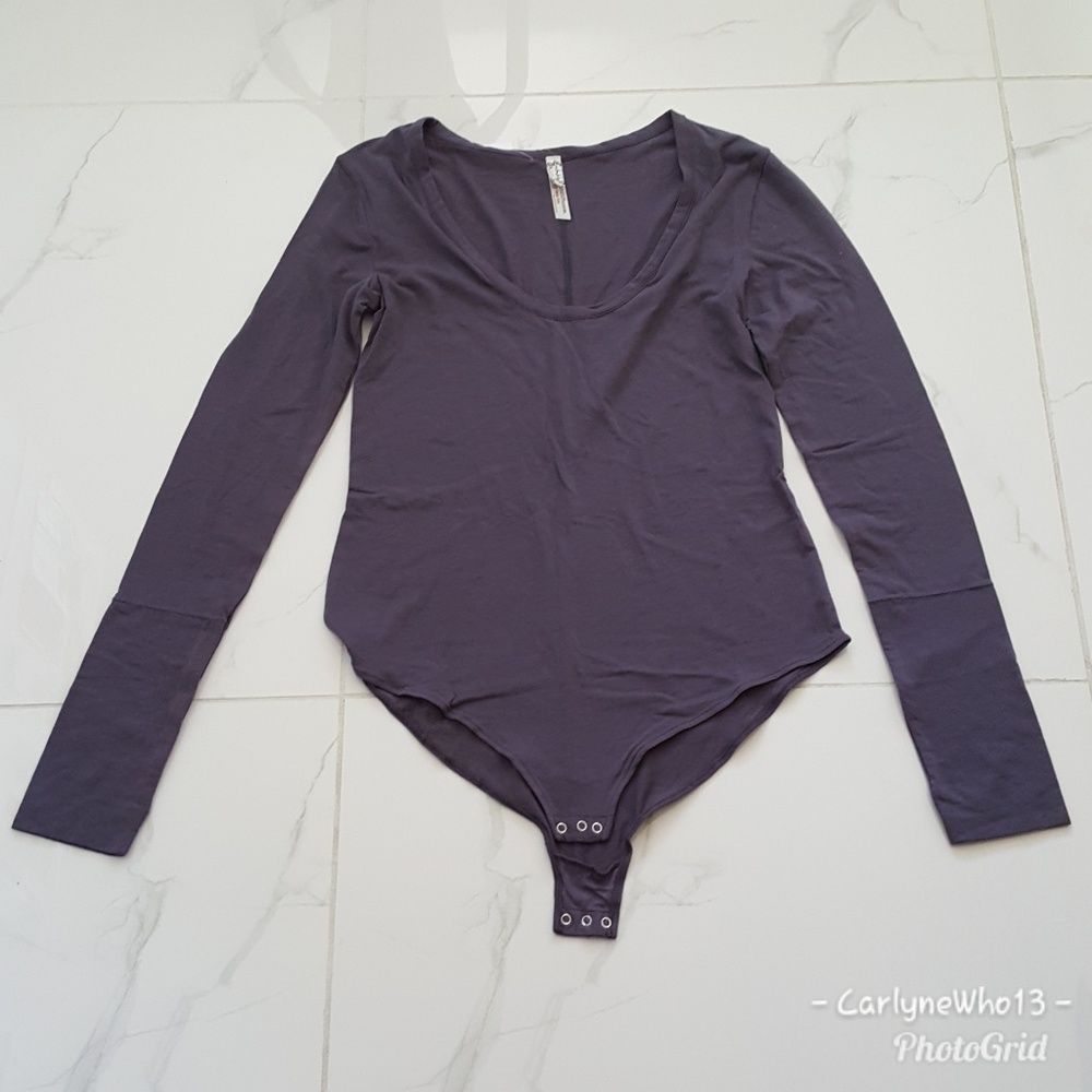 NWT Free People Easy Peasy Gray bodysuit L…